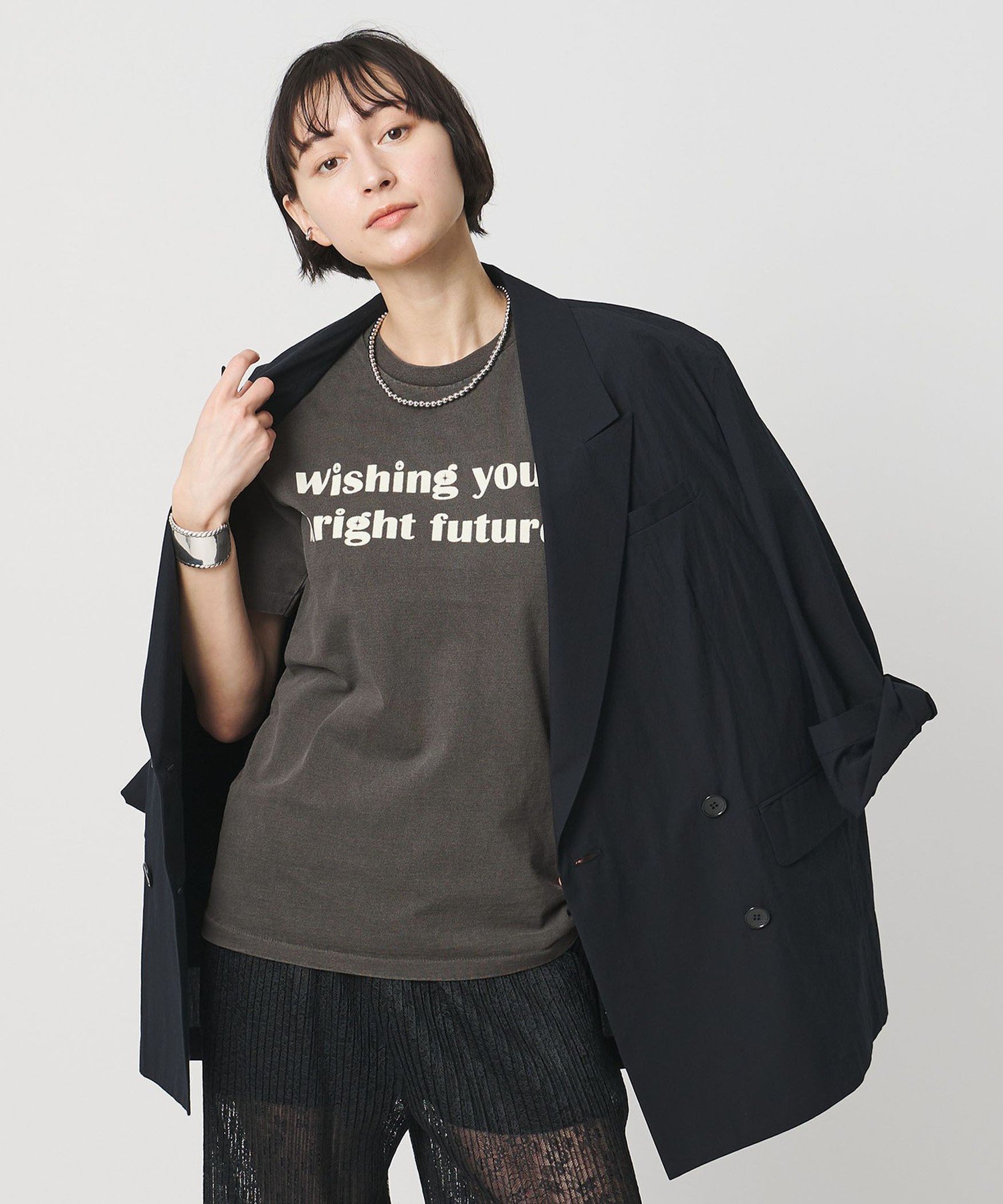 UNITED ARROWS 【別注】＜MIXTA＞WHISHING Tシャツ ユナイテッドアローズ トップス カットソー・Tシャツ ブラック【送料無料】