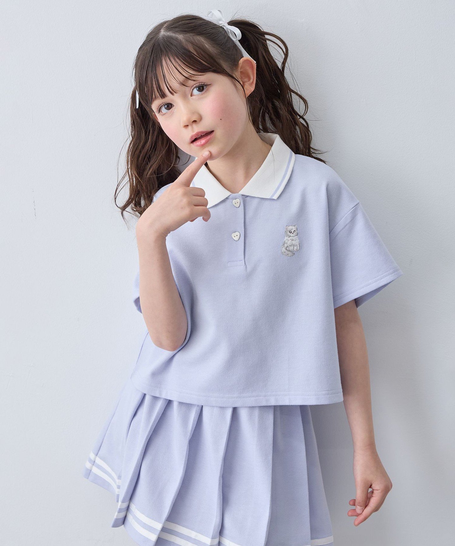 ANY KIDS 【洗濯機可能/吸汗速乾】ドライタッチ ショート丈ポロシャツ エニィ トッ...