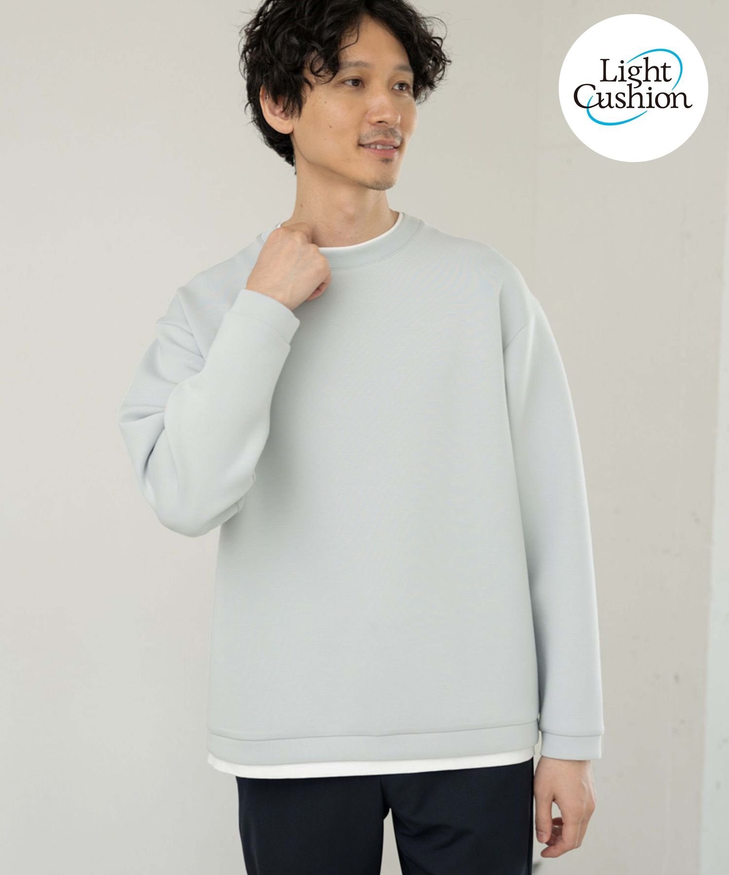 GLOBAL WORK (M)ライトクッションクルーレイヤー グローバルワーク トップス スウェット・トレーナー グレー ベージュ グリーン ネイビー【送料無料】のサムネイル