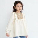 branshes 【プチレディー】レース切替ブラウス ブランシェス トップス シャツ・ブラウス ブラウン ホワイト