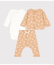 プチバトー　ベビー服 【SALE／20%OFF】PETIT BATEAU スウェットプリント3点セット プチバトー マタニティウェア・ベビー用品 ロンパース・カバーオール【送料無料】