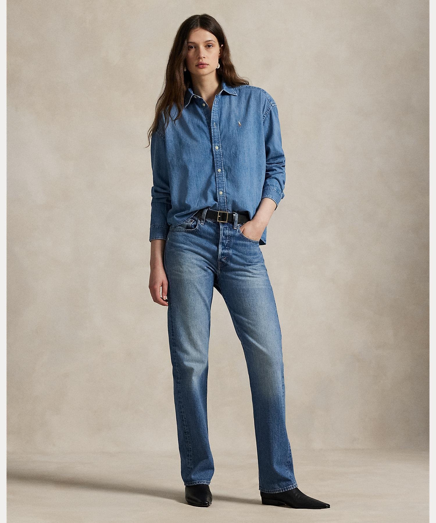 POLO RALPH LAUREN クロップド ボクシー デニム シャツ ラルフローレン トップス ...