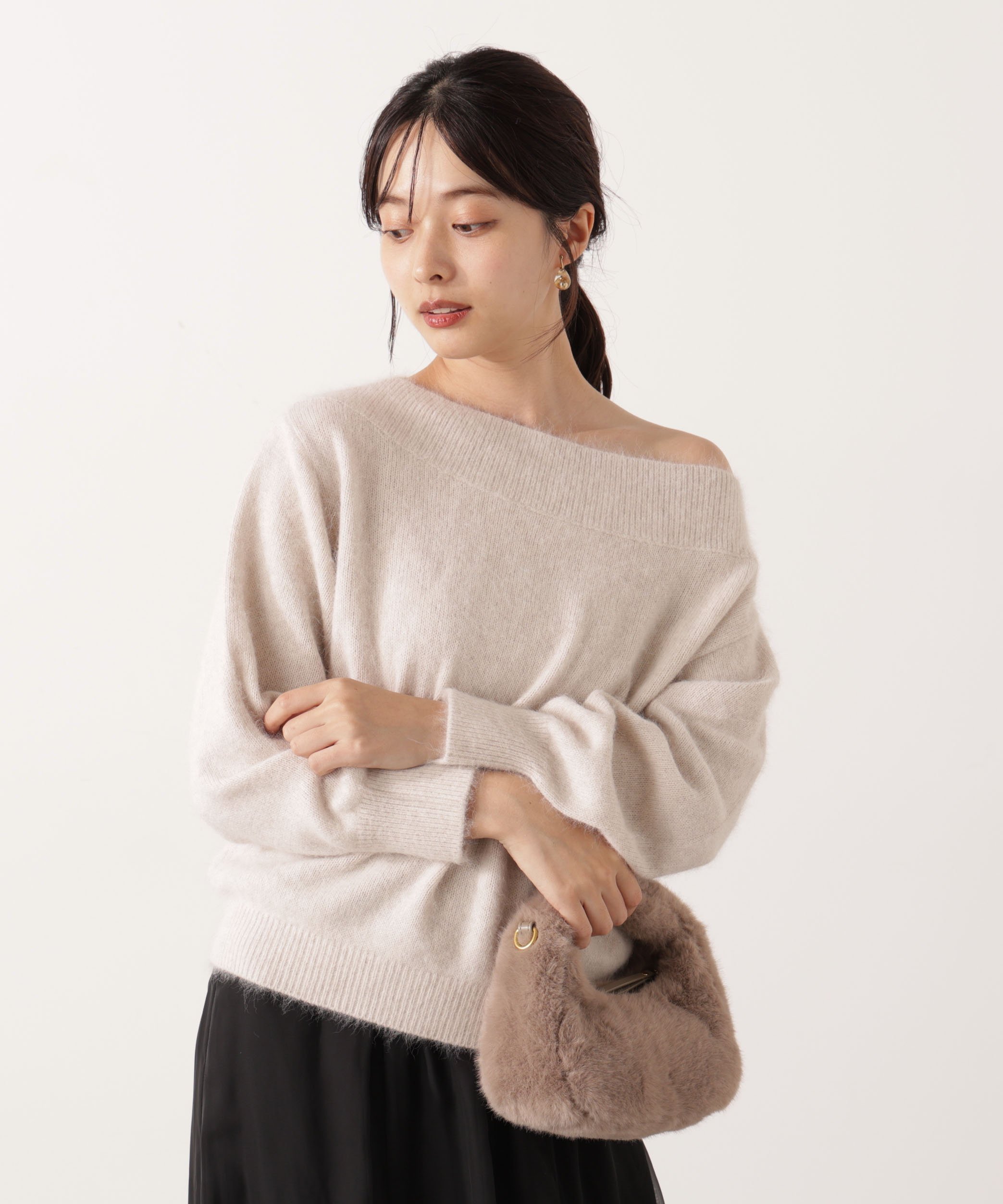 PROPORTION BODY DRESSING FOX混ニット 25AW プロポーションボディドレッシング トップス ニット ホワイト グレー【送料無料】のサムネイル