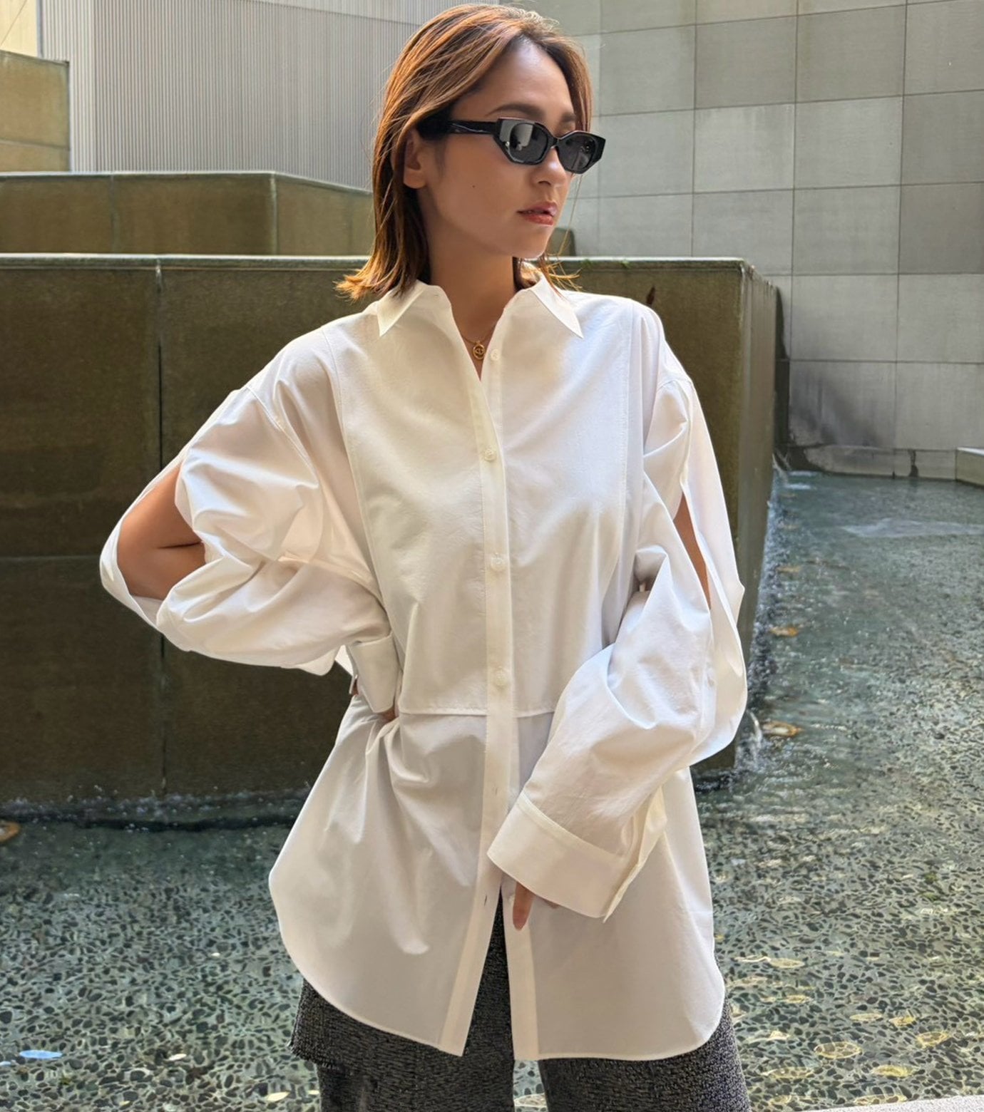 LE CIEL BLEU コンバーチブルスリーブシャツ / Convertible Sleeve Shirt ルシェルブルー トップス シャツ・ブラウス ホワイト パープル