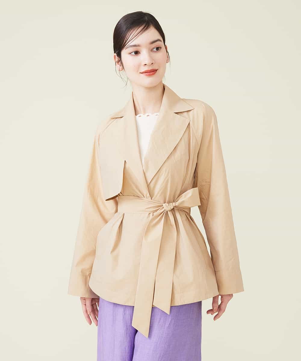 【SALE/50%OFF】Sybilla ペーパータッチショートトレンチコート シビラ ジャケット・アウター その他のジャケット・アウター グリーン ベージュ【送料無料】