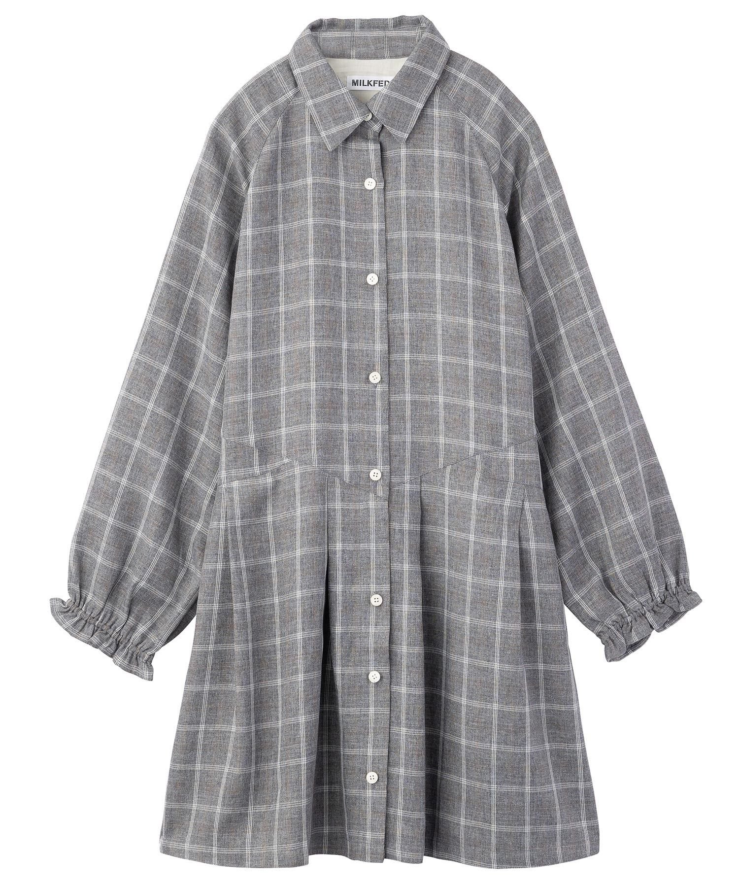 【SALE／50%OFF】MILKFED. PLAID TUNIC SHIRT ミルクフェド ワンピース・ドレス その他のワンピース・ドレス パープル グレー ベージュ【送料無料】
