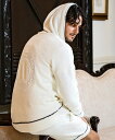 1PIU1UGUALE3 RELAX 1PIU1UGUALE3 RELAX フラッフィーニットサークルフーディー シフォン トップス パーカー・フーディー ホワイト ブラック【送料無料】