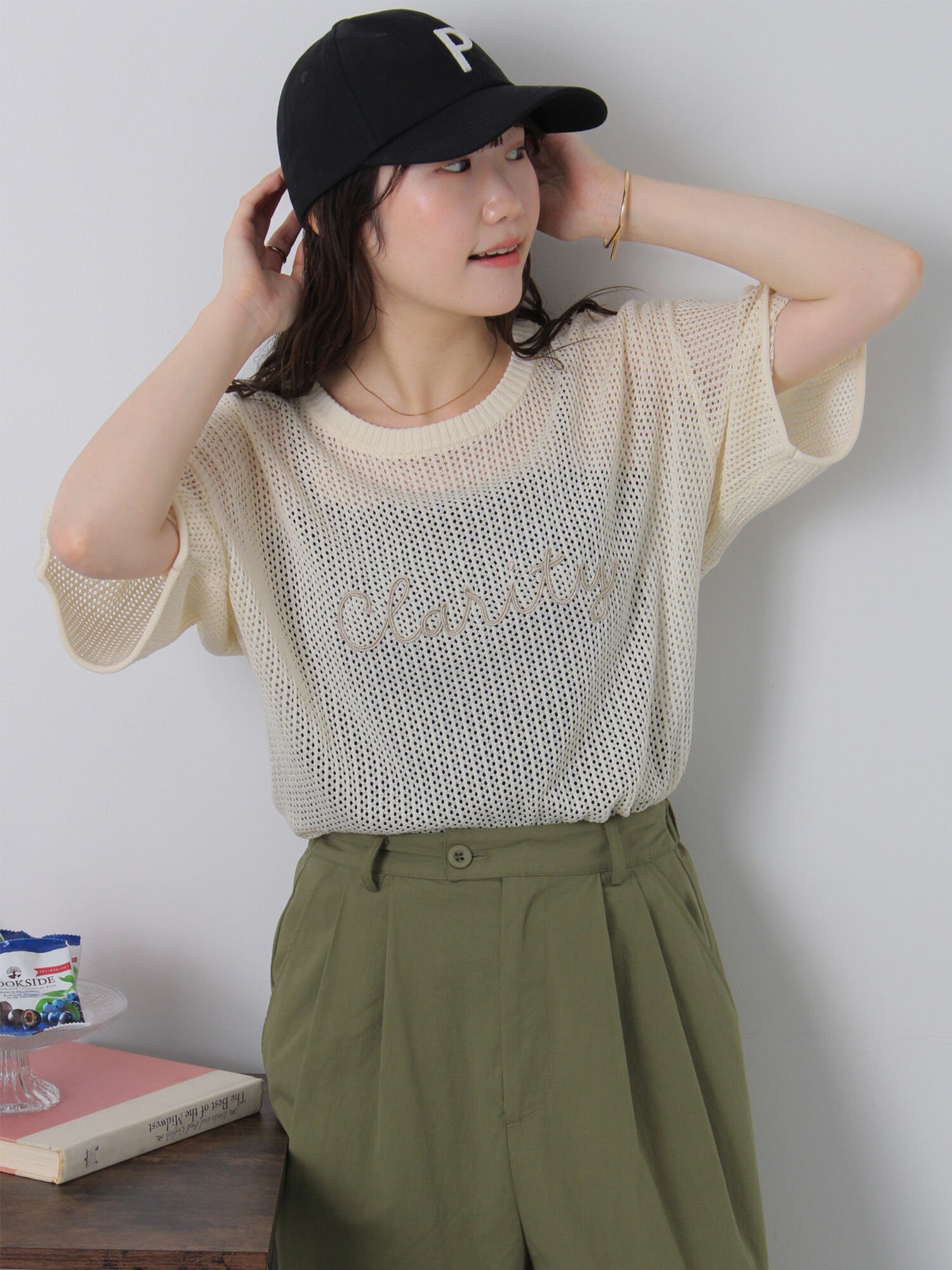 【SALE／49%OFF】ehka sopo ロゴコード刺繍メッシュニット エヘカソポ トップス ニット ブラック グリーン ベージュ ブルー