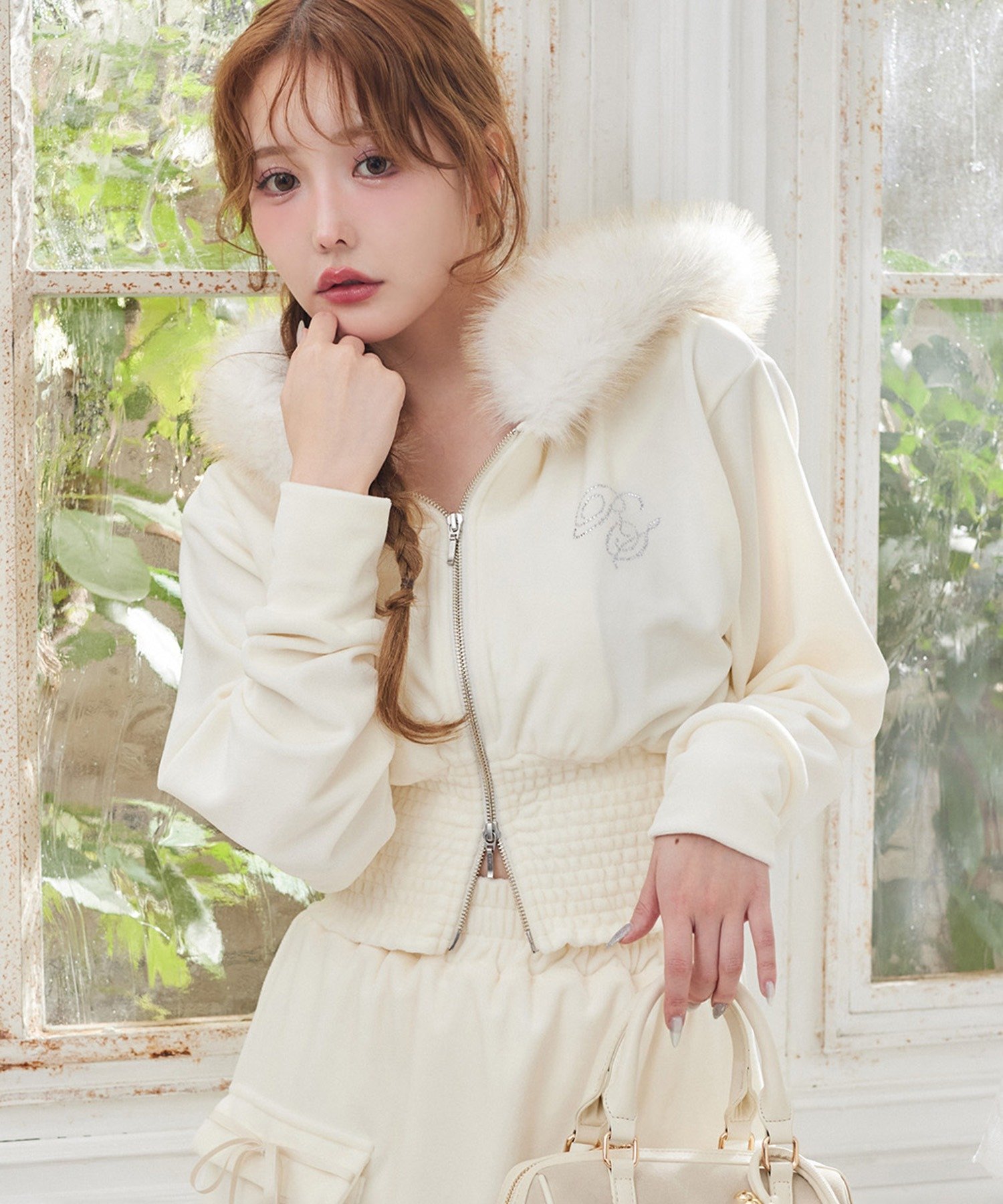 one after another NICE CLAUP 【セットアップ可能】フェイクファーパーカー ワンアフターアナザー ナイスクラップ トップス パーカー・フーディー ピンク ブルー グレー ホワイト【送料無料】