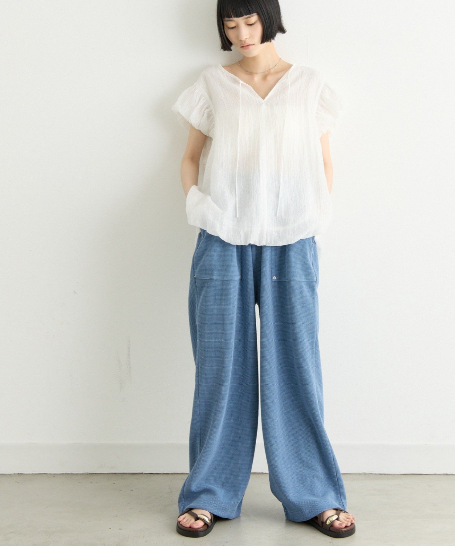 【UNISEX】ピグメント加工ワッフルイージーパンツ/WEB限定カラーあり チャオパニックティピー パンツ その他のパンツ グレー ブラウン ベージュ ピンク グリーン ネイビー ブルー ブラック カーキグリーン
