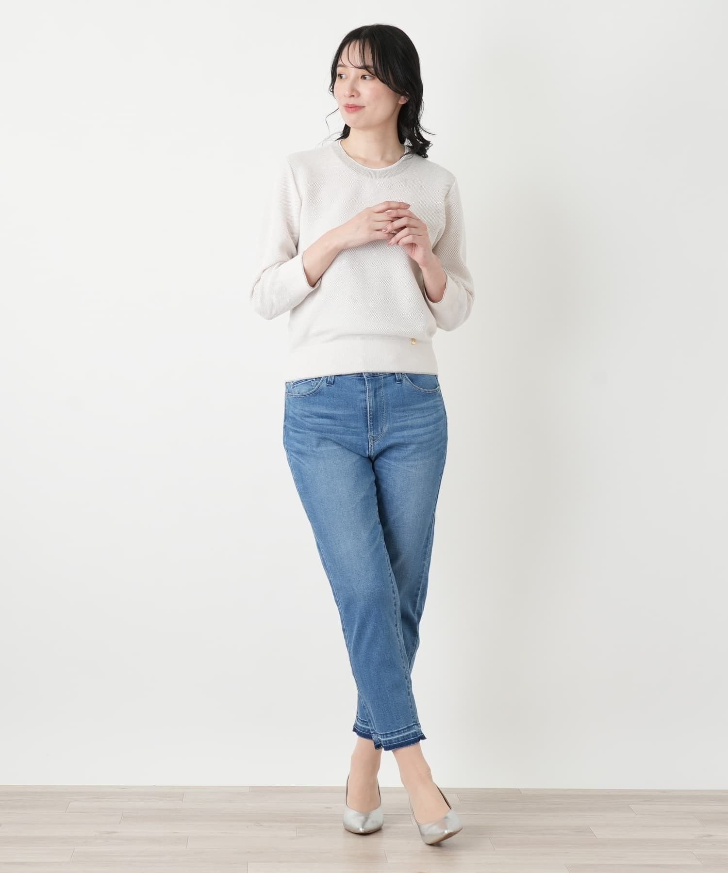 Leilian クロップドデニムパンツ【L JEANS】 レリアン パンツ ジーンズ・デニムパンツ