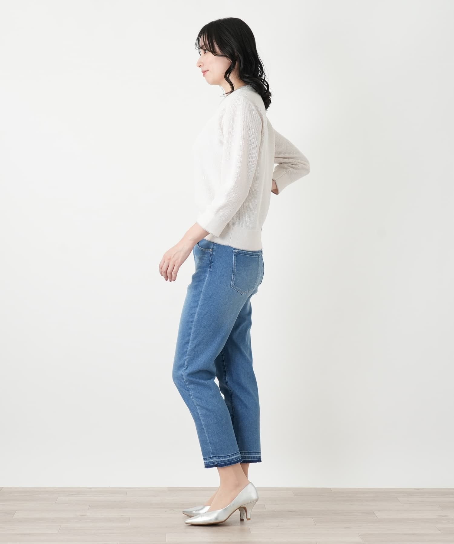 Leilian クロップドデニムパンツ【L JEANS】 レリアン パンツ ジーンズ・デニムパンツ