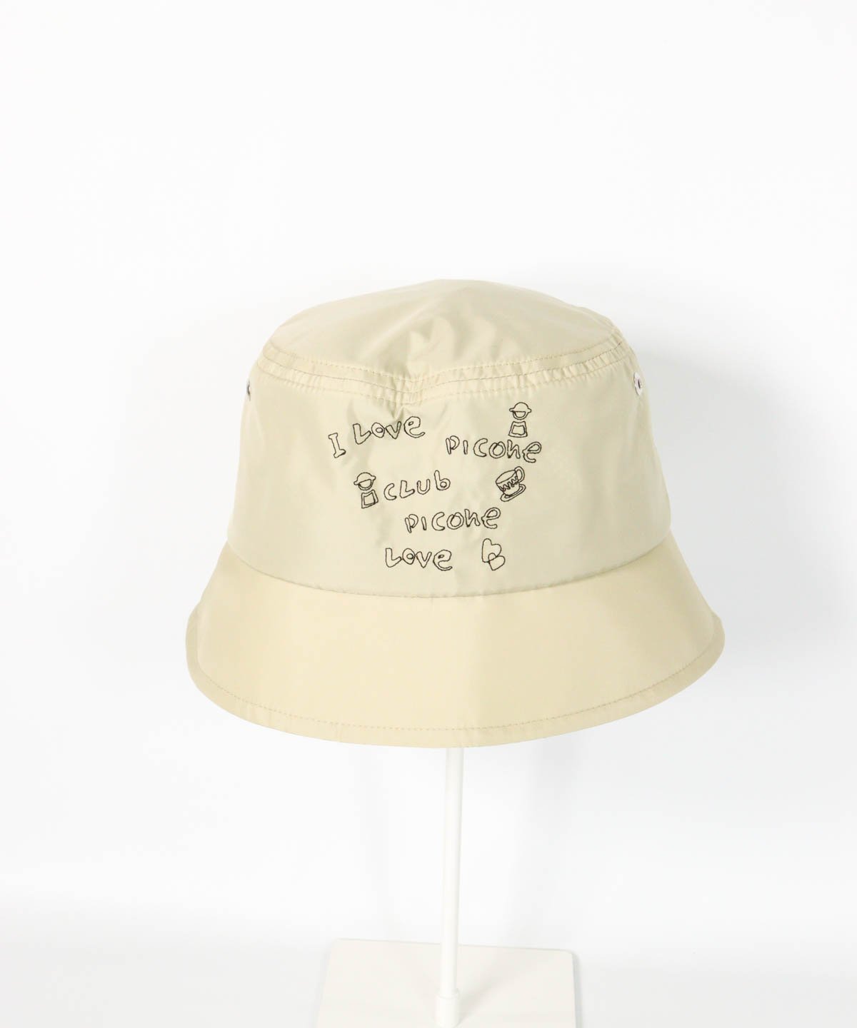 Picone Club 【ピッコーネクラブ公式】ロゴ刺繍撥水バケットハット ピッコーネクラブ 帽子 ハット ホワイト ベージュ ブラック【送料無料】