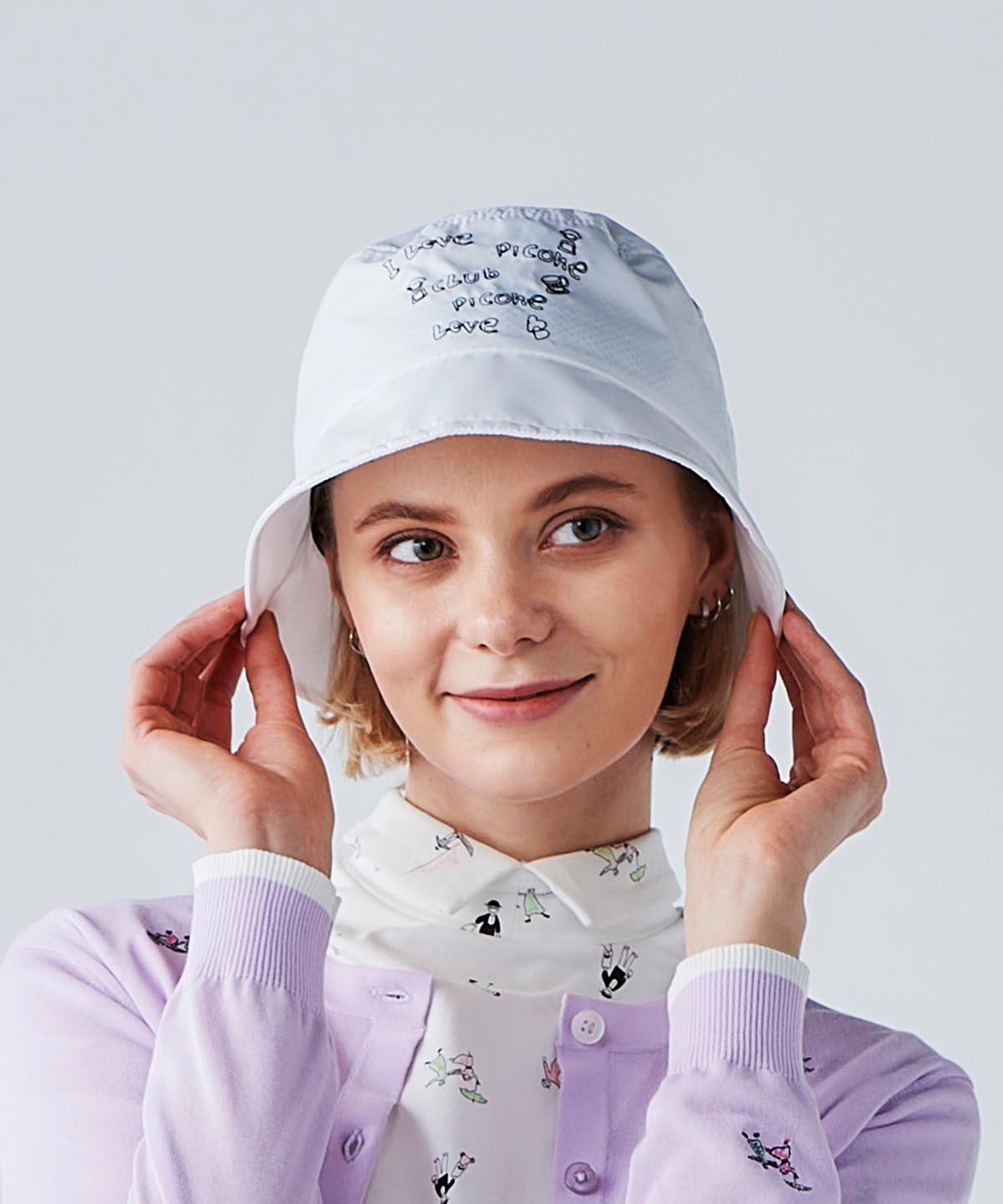 Picone Club 【ピッコーネクラブ公式】ロゴ刺繍撥水バケットハット ピッコーネクラブ 帽子 ハット ホワイト ベージュ ブラック【送料無料】