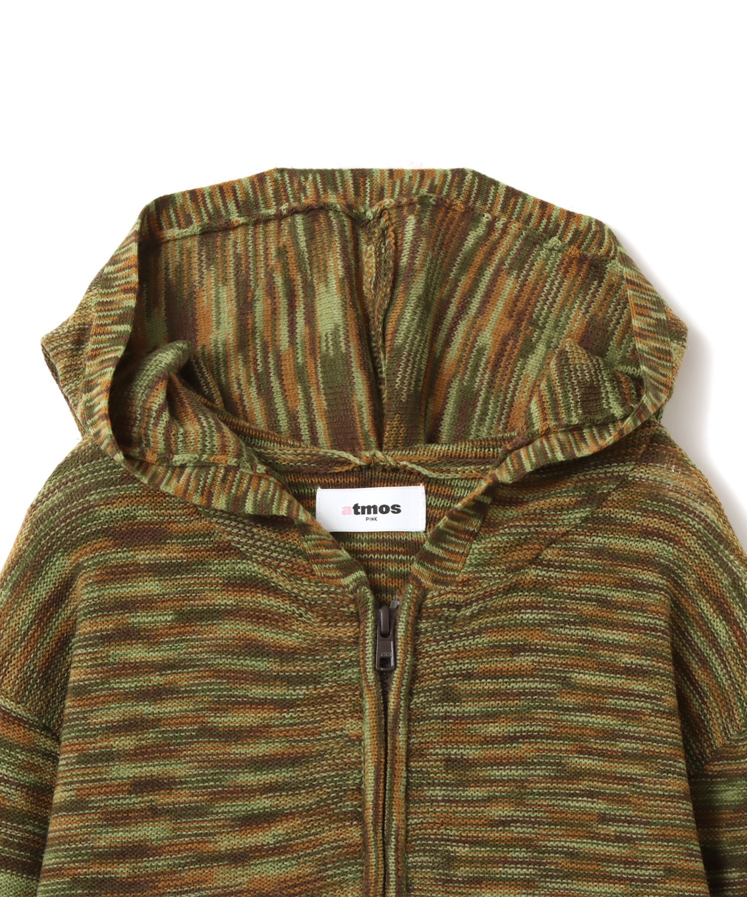atmos pink atmos pink Short Zip Knit Hoodie KHAKI アトモス トップス ニット カーキグリーン