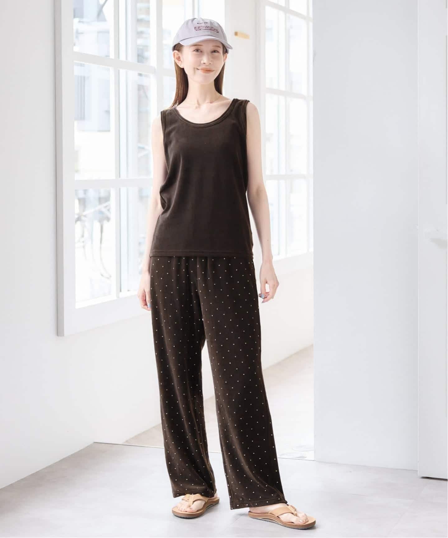 U by SPICK&SPAN コットンベロアロングパンツ ユーバイスピックアンドスパン パンツ その他のパンツ ブラウン