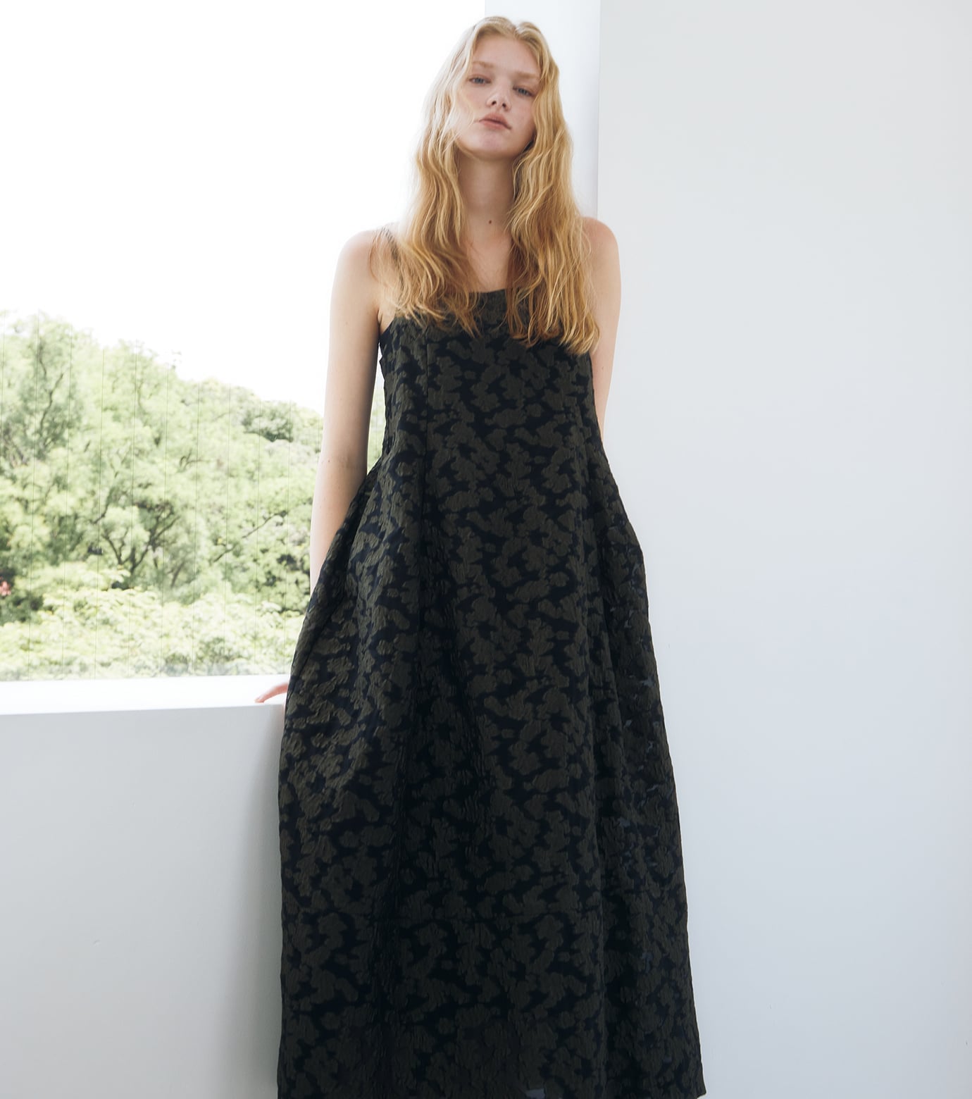 LE CIEL BLEU ボリューミナスジャカードキャミドレス / Voluminous Jacquard Cami Dress ルシェルブルー ワンピース・ドレス その他のワンピース・ドレス カーキグリーン