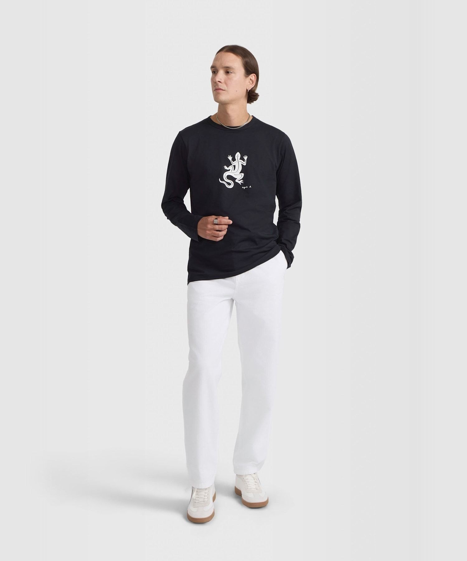 agnes b. HOMME 長袖 Tシャツ "Lezard" アニエスベー トップス カットソー・Tシャツ ブラック【送料無料】