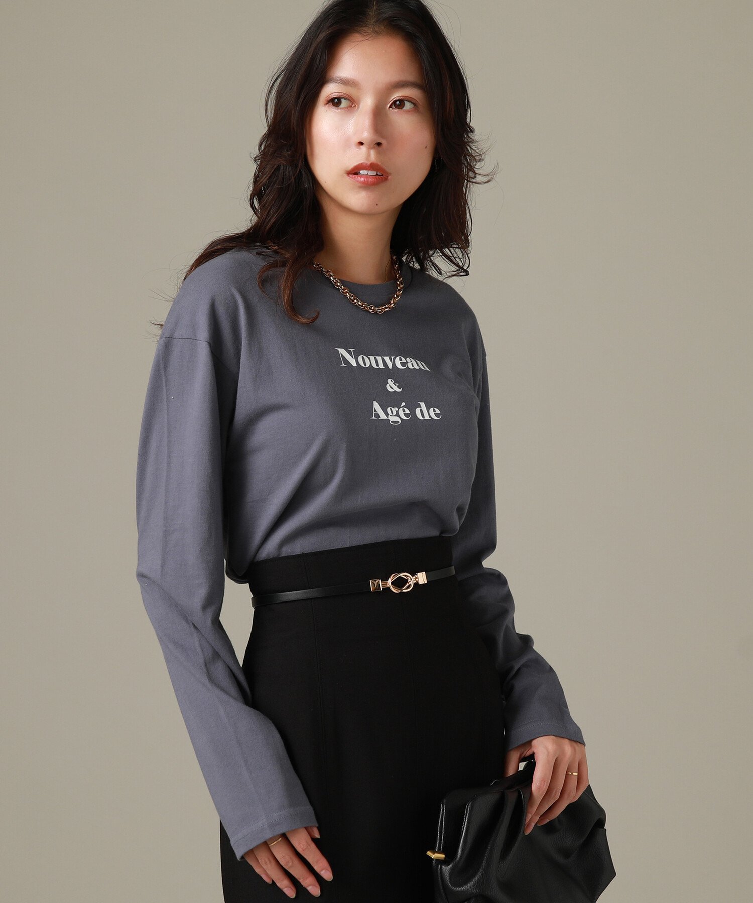 【SALE／50%OFF】cheek Nouvean a Age?de Tee チーク トップス カットソー・Tシャツ ネイビー ホワイト ブラックのサムネイル