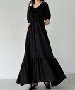 【SALE/54%OFF】JUNOAH 楊柳フリルカラーティアードワンピース ジュノア ワンピース・ドレス ワンピース グレー ブルー ブラック【送料無料】