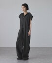 ADAM ET ROPE' FEMME 裏毛フーディロンパース アダムエロペ オールインワン・オーバーオール オールインワン・つなぎ グレー ベージュ【送料無料...