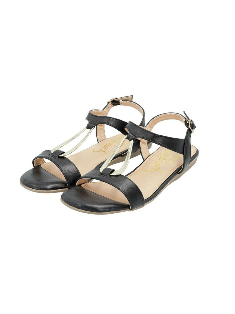 【SALE／74%OFF】Scramble ゴールドフーブストラップローウェッジサンダル スクランブル シューズ・靴 サンダル ブラック ブルー ホワイトのサムネイル