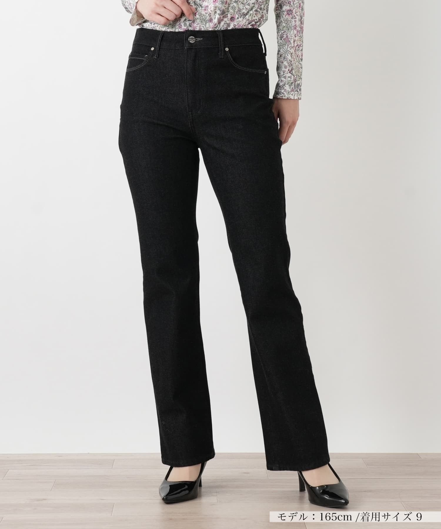 Leilian ストレッチブーツカットデニムパンツ【L JEANS】 レリアン パンツ ジーンズ・デニムパンツ グレー ブラック