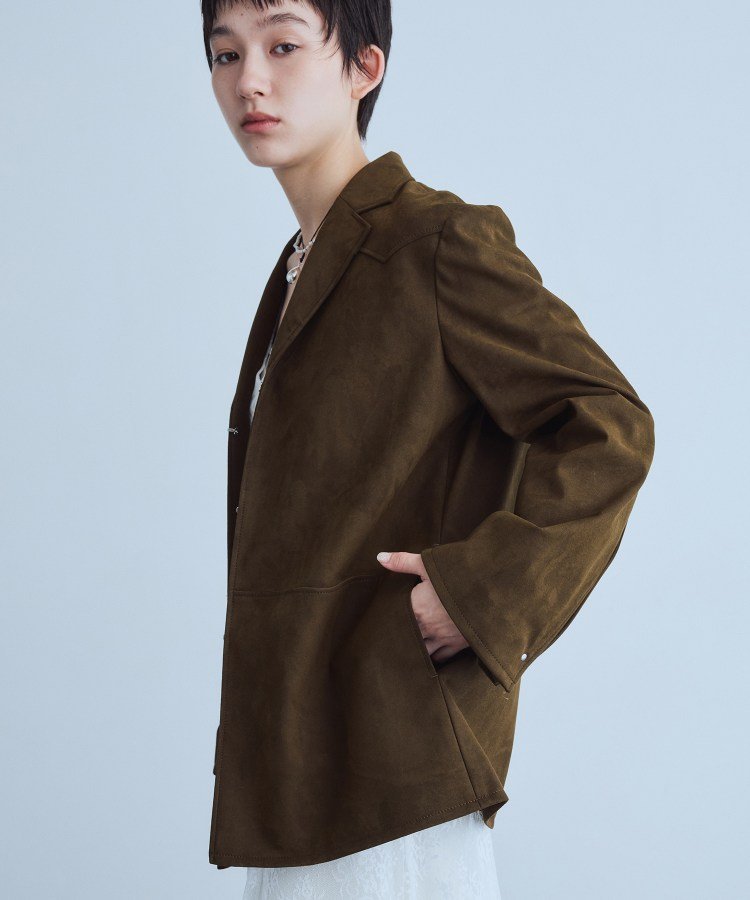 CODE A soft suede-like jacket コードエー ジャケット・アウター テーラードジャケット・ブレザー ブラウン