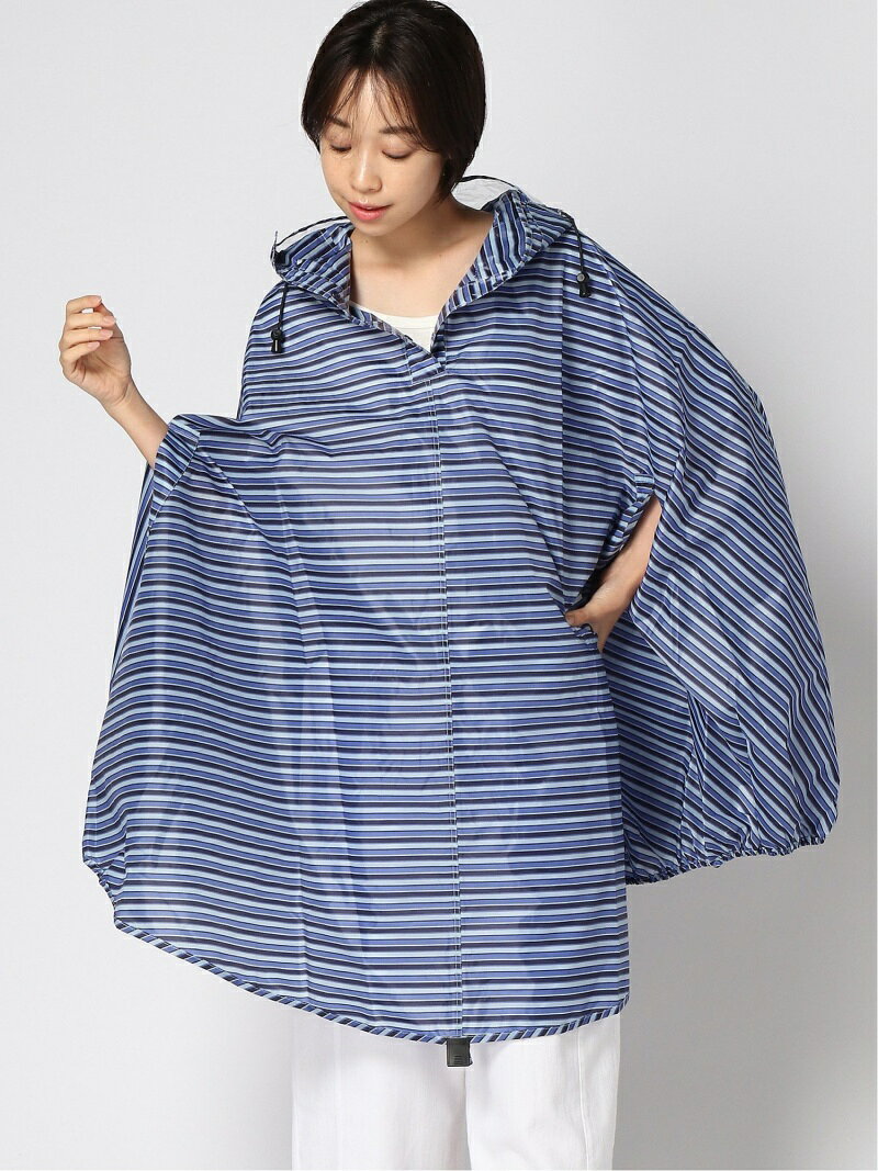 FLAT PURE FLAT PURE/(U)レインコートボーダーサイクルコート ムーンバット コート/ジャケット レインコート ブルー ネイビーのサムネイル