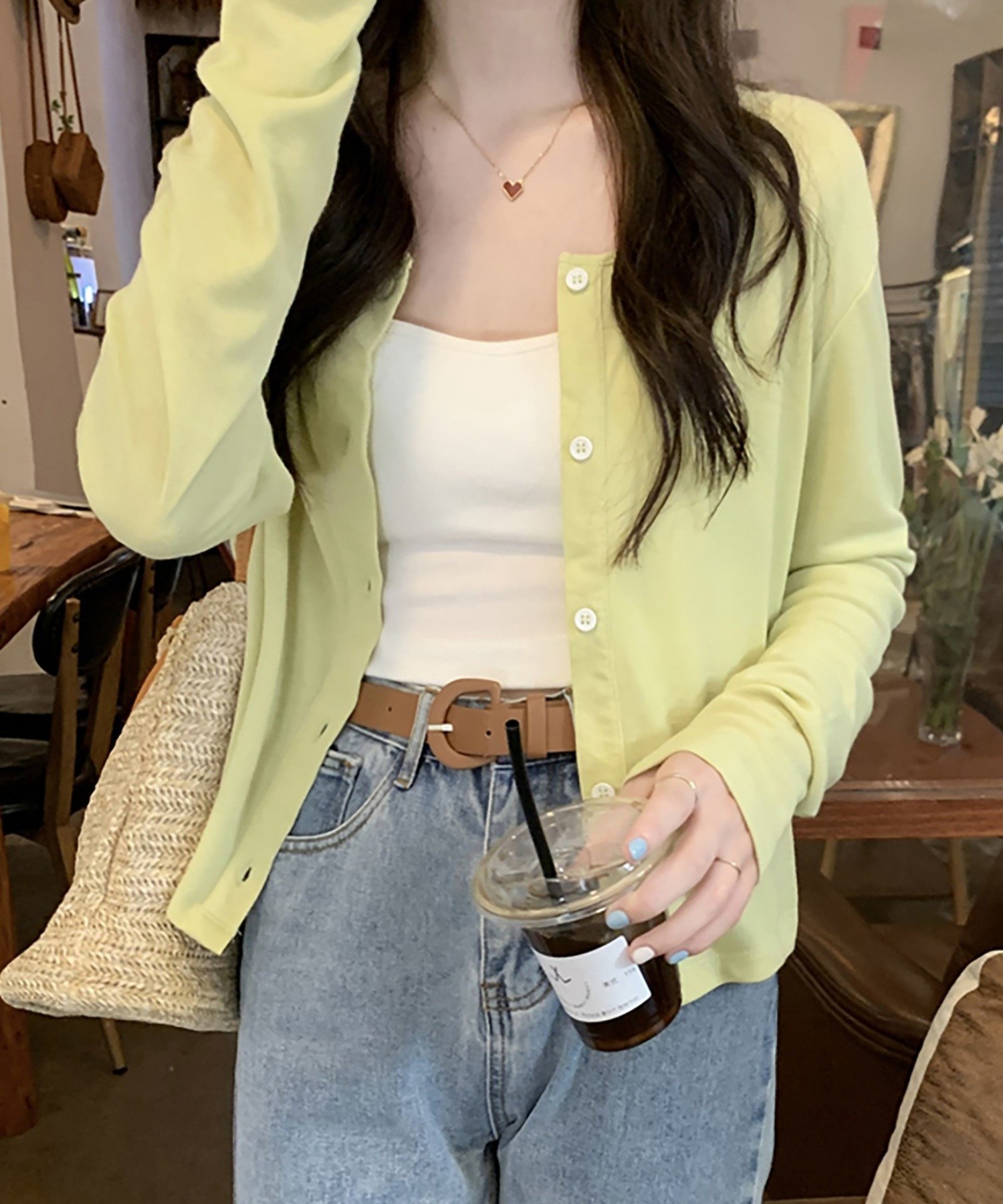 【SALE／19%OFF】Doula Doula Doula Doula/クルーネックカーディガン ドゥーラ ドゥーラ トップス カーディガン ブラック グリーン ピンク ベージュ