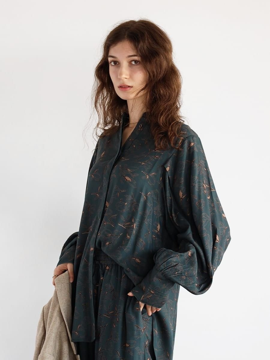 【SALE／49%OFF】Vin フラワープリントレーヨンシャツ ヴァン トップス シャツ・ブラウス グリーン【送料無料】