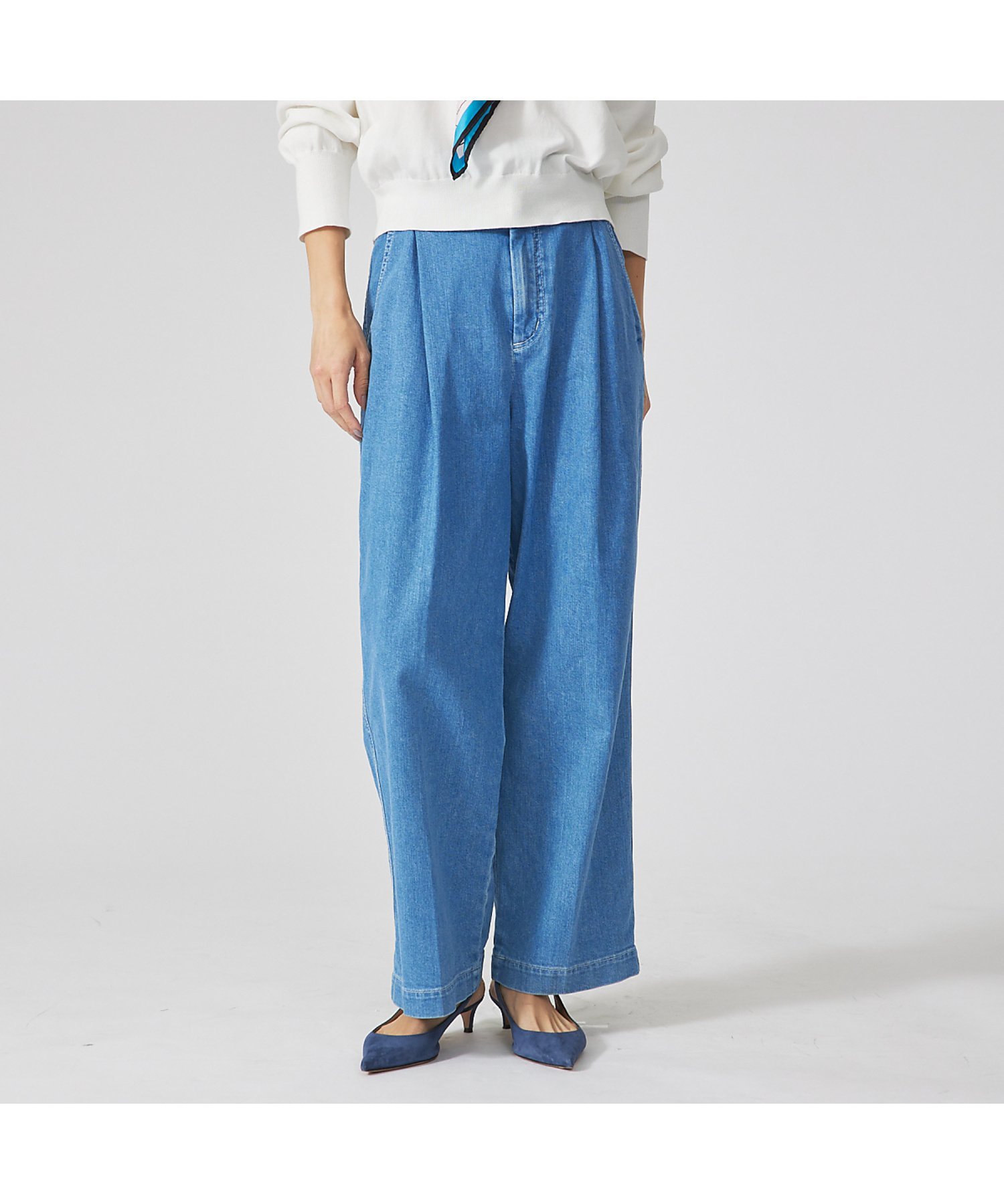 qualite 【e*qualite】トラウザーデニム カリテ パンツ ジーンズ・デニムパンツ ブルー