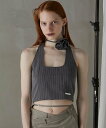 PRANK PROJECT フラワーチョーカーストライプホルタートップス / Flower Choker Striped Halter Top プランク プロジ...