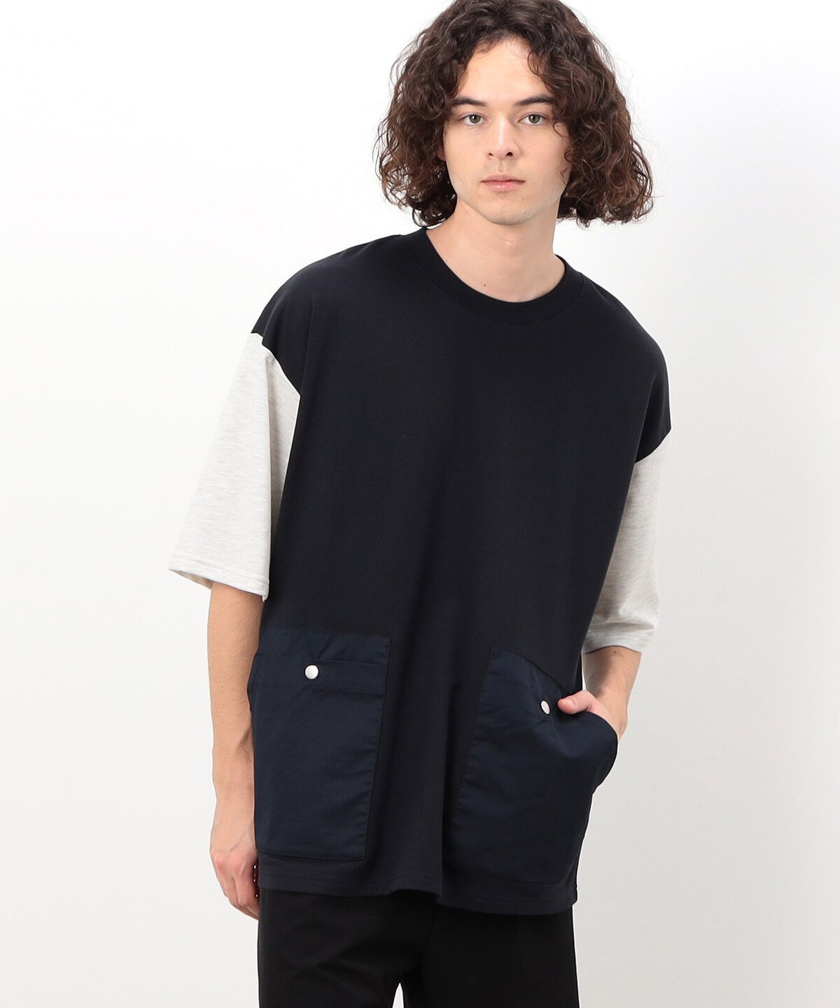 Purple&Yellow 6ポケット半袖プルオーバー コムサイズム トップス カットソー・Tシャツ ブラック グレー ブルー ネイビー