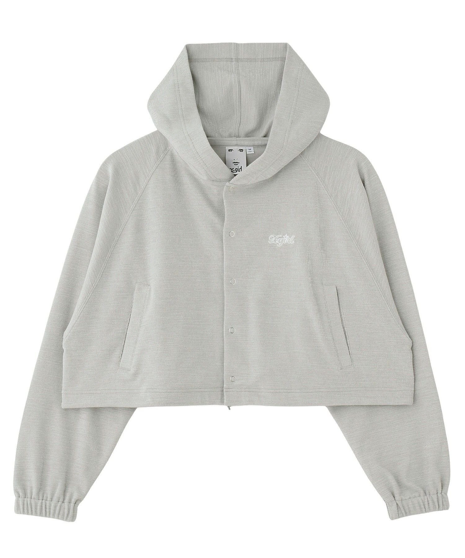 X-girl ONE POINT STAR LOGO HOODED CARDIGAN エックスガール トップス カットソー・Tシャツ グレー ブラック カーキグリーン