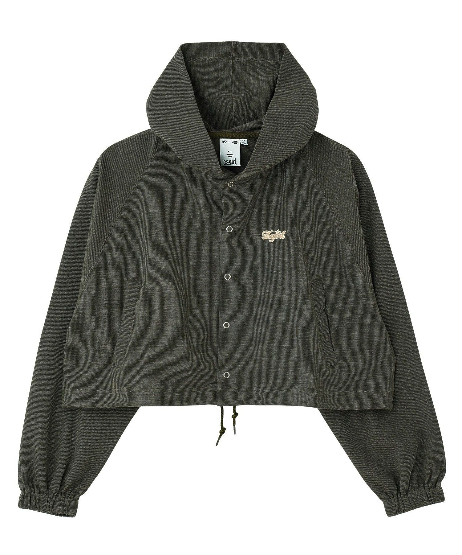X-girl ONE POINT STAR LOGO HOODED CARDIGAN エックスガール トップス カットソー・Tシャツ グレー ブラック カーキグリーン