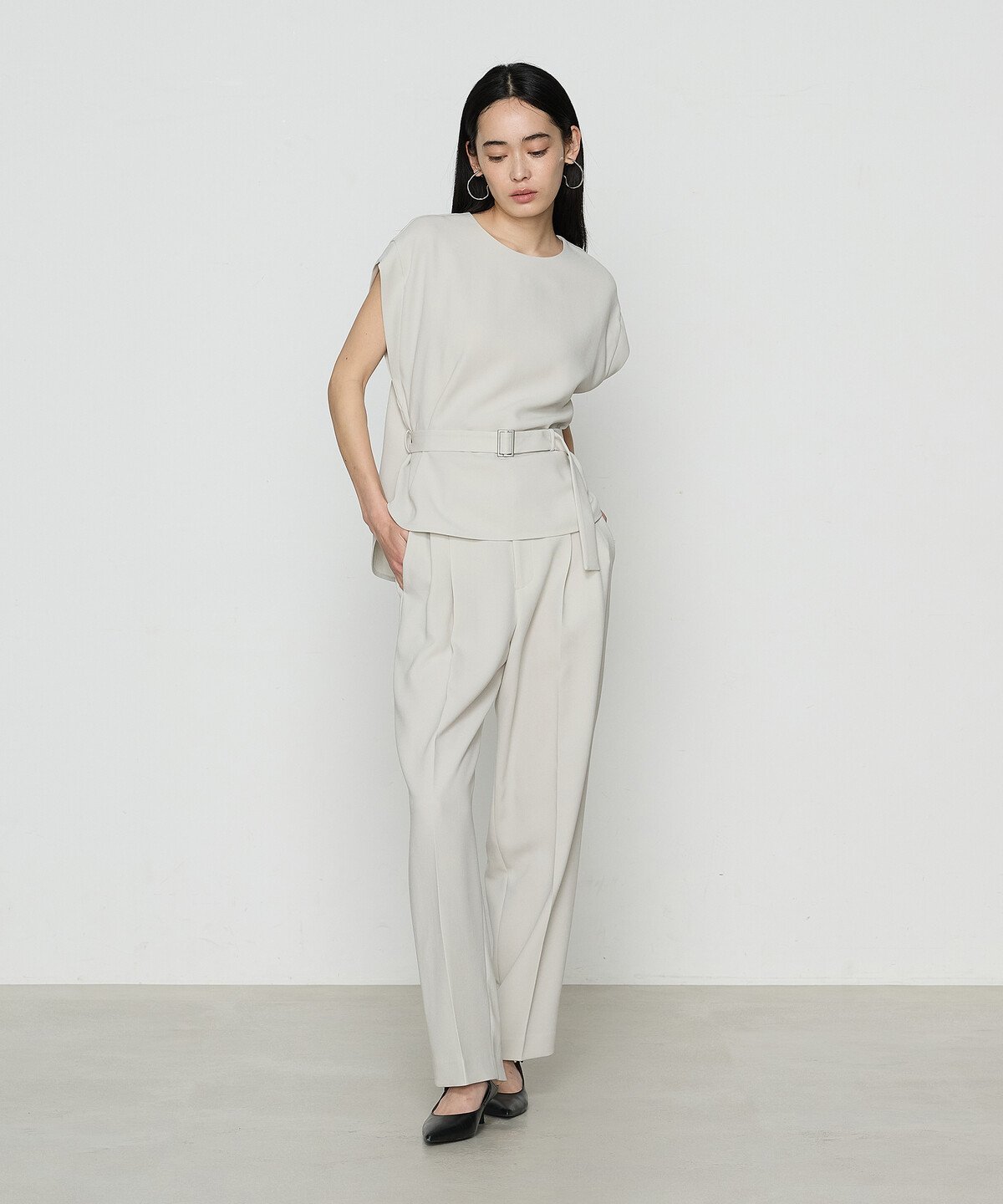 【SALE／30%OFF】COMME CA S-SIZE [ Sサイズ ] 【セットアップ対応】アチェローザダブルクロス ブラウス コムサ トップス シャツ・ブラウス ネイビー グリーン【送料無料】