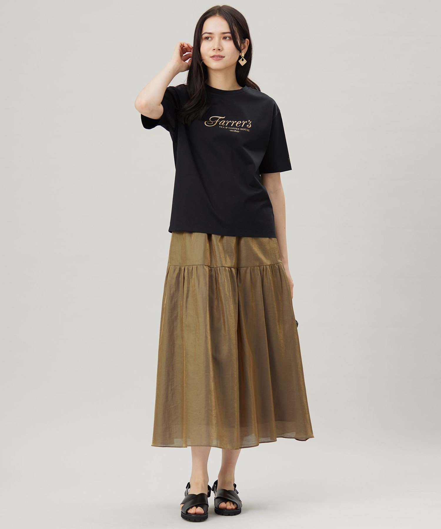 自由区 L 【洗える】グラフィックロゴ Tシャツ ジユウク トップス カットソー・Tシャツ ブラック