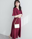 natural couture 【WEB限定】フレア袖カシュクールワンピース ナチュラルクチュール ワンピース・ドレス その他のワンピース・ドレス ベージュ ブ...