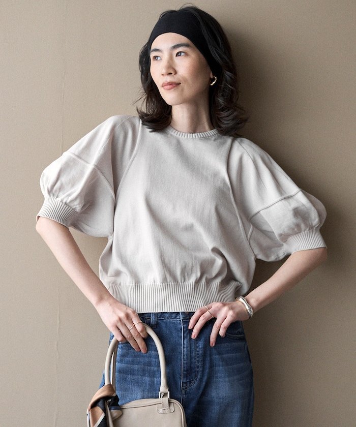 ジャパンメイド ホールガーメント パフスリーブ トップス 26SS フリークスストア トップス ニット ベージュ レッド ブラック