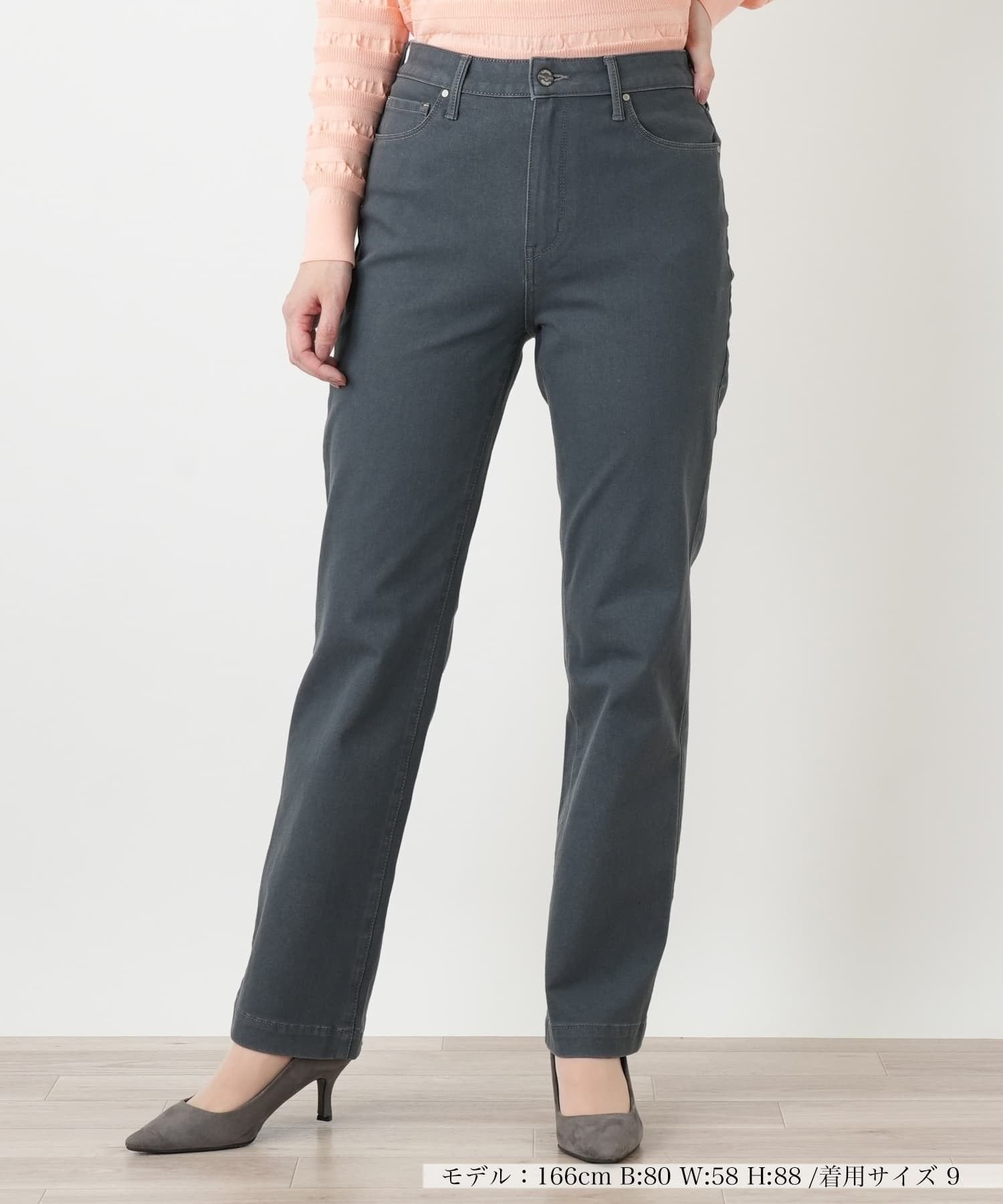 Leilian ストレッチスリムデニムパンツ【L JEANS】 レリアン パンツ ジーンズ・デニムパンツ ブラック グレー