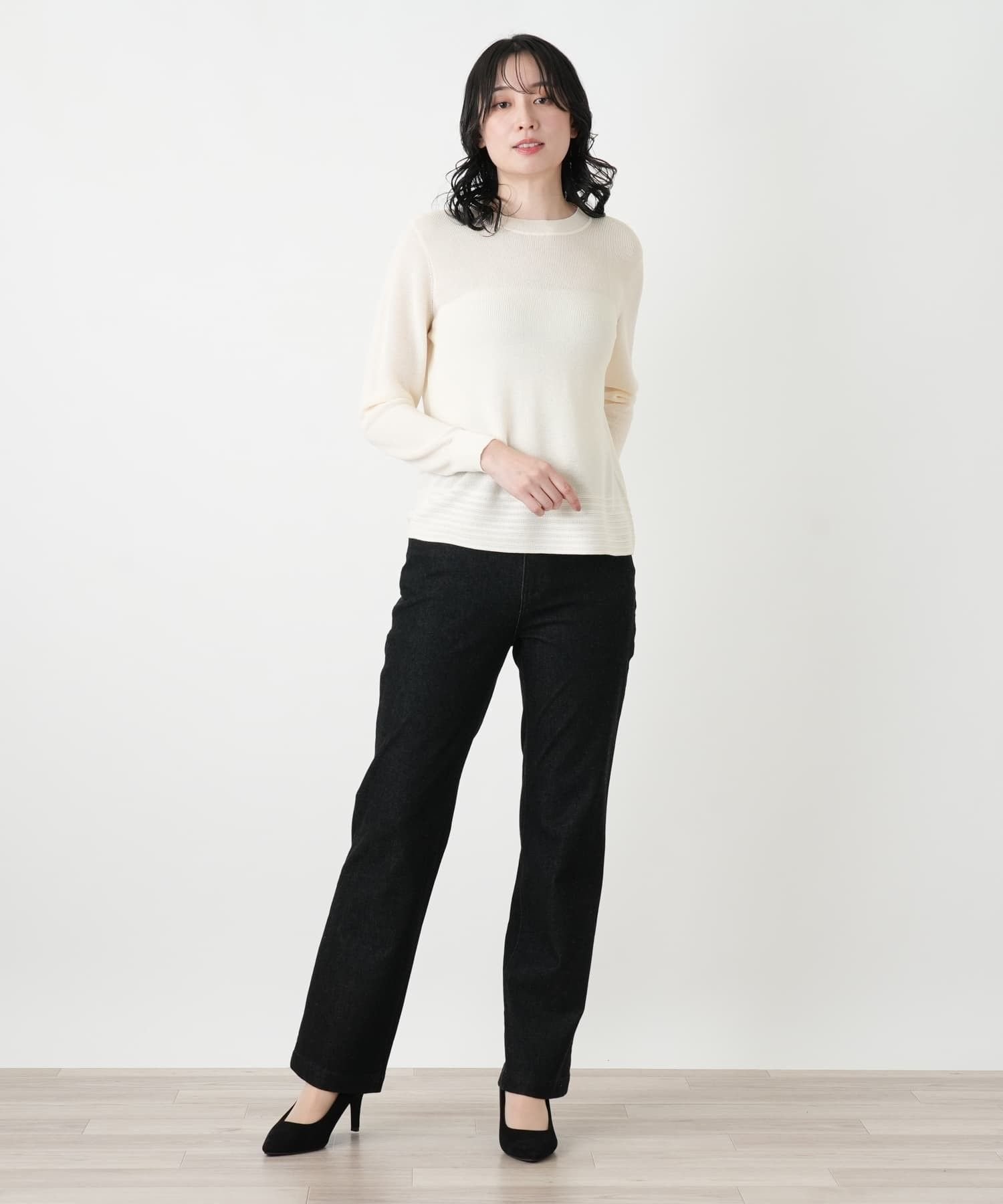 Leilian ストレッチスリムデニムパンツ【L JEANS】 レリアン パンツ ジーンズ・デニムパンツ ブラック グレー