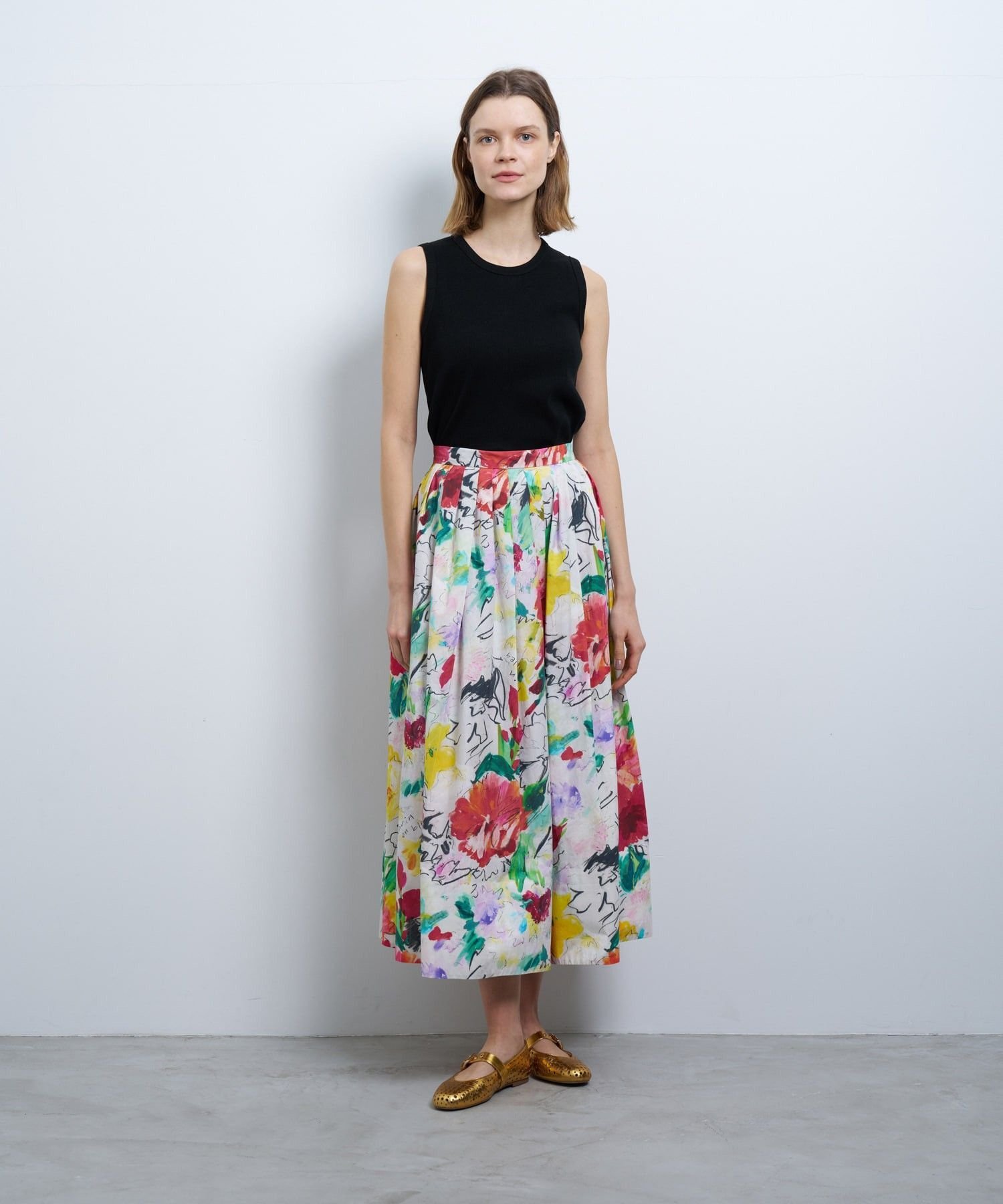 【SALE／50%OFF】LANVIN en Bleu fleur de fleurプリントタックスカート ランバンオンブルー スカート その他のスカート ピンク【送料無料】