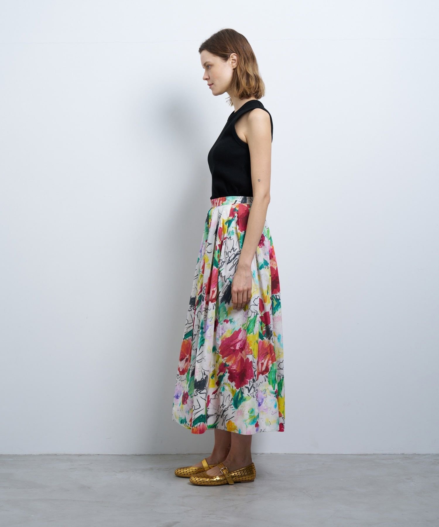 【SALE／50%OFF】LANVIN en Bleu fleur de fleurプリントタックスカート ランバンオンブルー スカート その他のスカート ピンク【送料無料】
