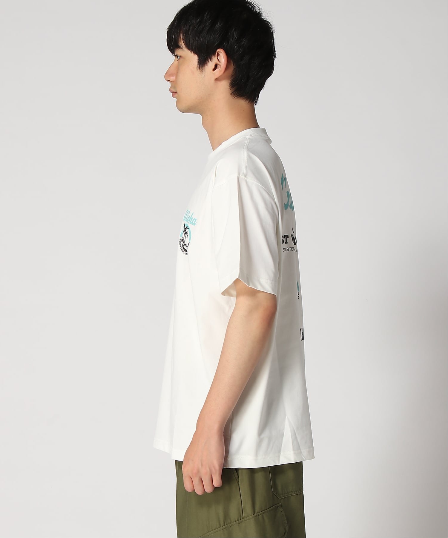 Hula Lani Hawaii Hula Lani Hawaii/(M)DRY天竺プリント S/STEE フララニハワイ トップス カットソー・Tシャツ ホワイト グリーン