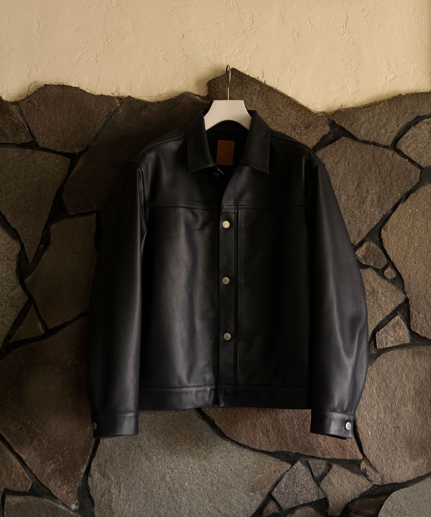 ADAM ET ROPE' HOMME レザートラックジャケット / ADAM ET ROPE' JEANS アダムエロペ ジャケット・アウター ブルゾン・ジャンパー ブラック ネイビー【送料無料】
