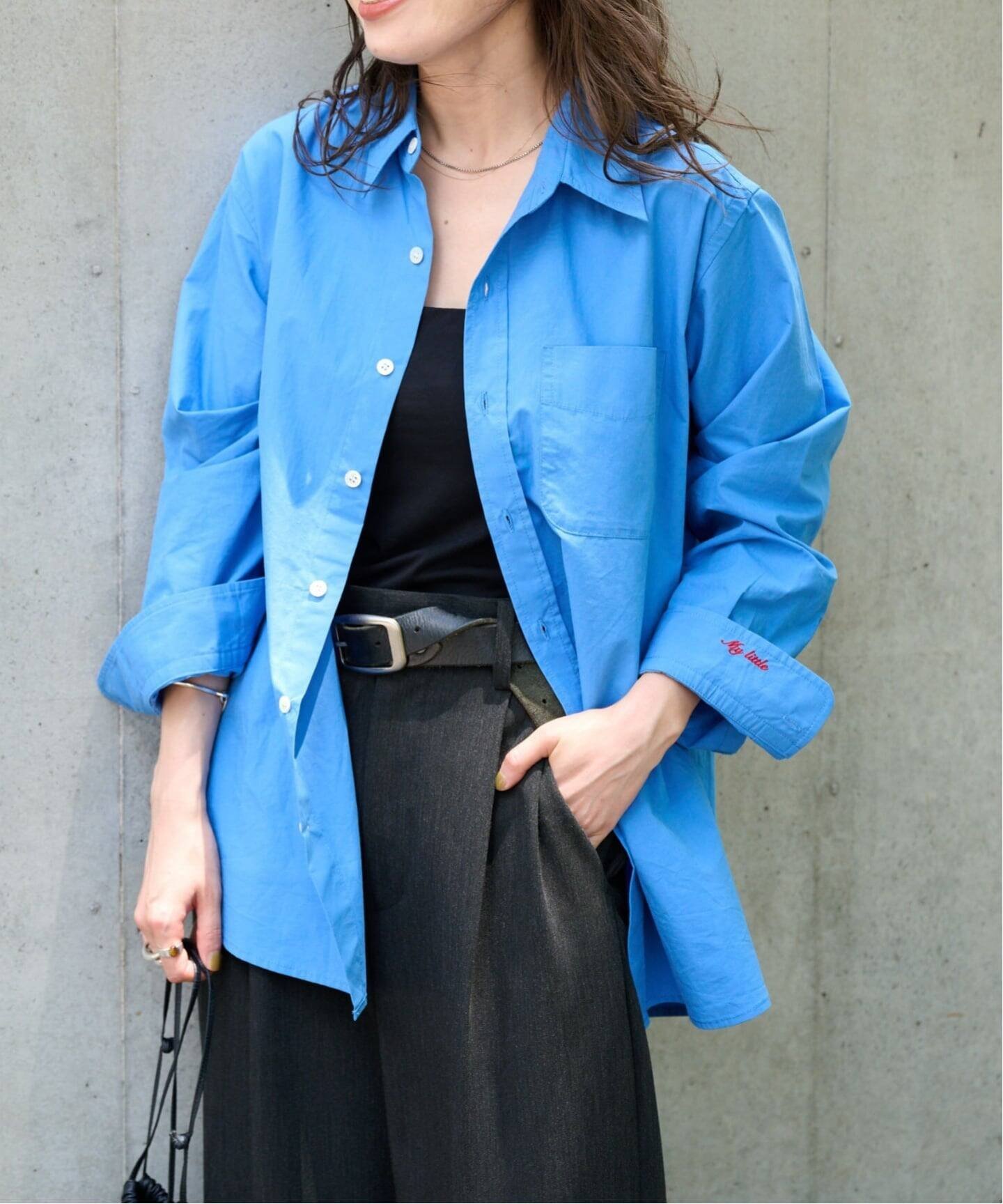 ≪予約≫LITTLE&DADアイコンシャツ(LITTLE) アウトドアプロダクツユージュアルシングス トップス シャツ・ブラウス ブルー イエロー