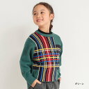 branshes 【洗濯機で洗える】タータンチェック柄ウォッシャブルニット ブランシェス トップス ニット グリーン ホワイト