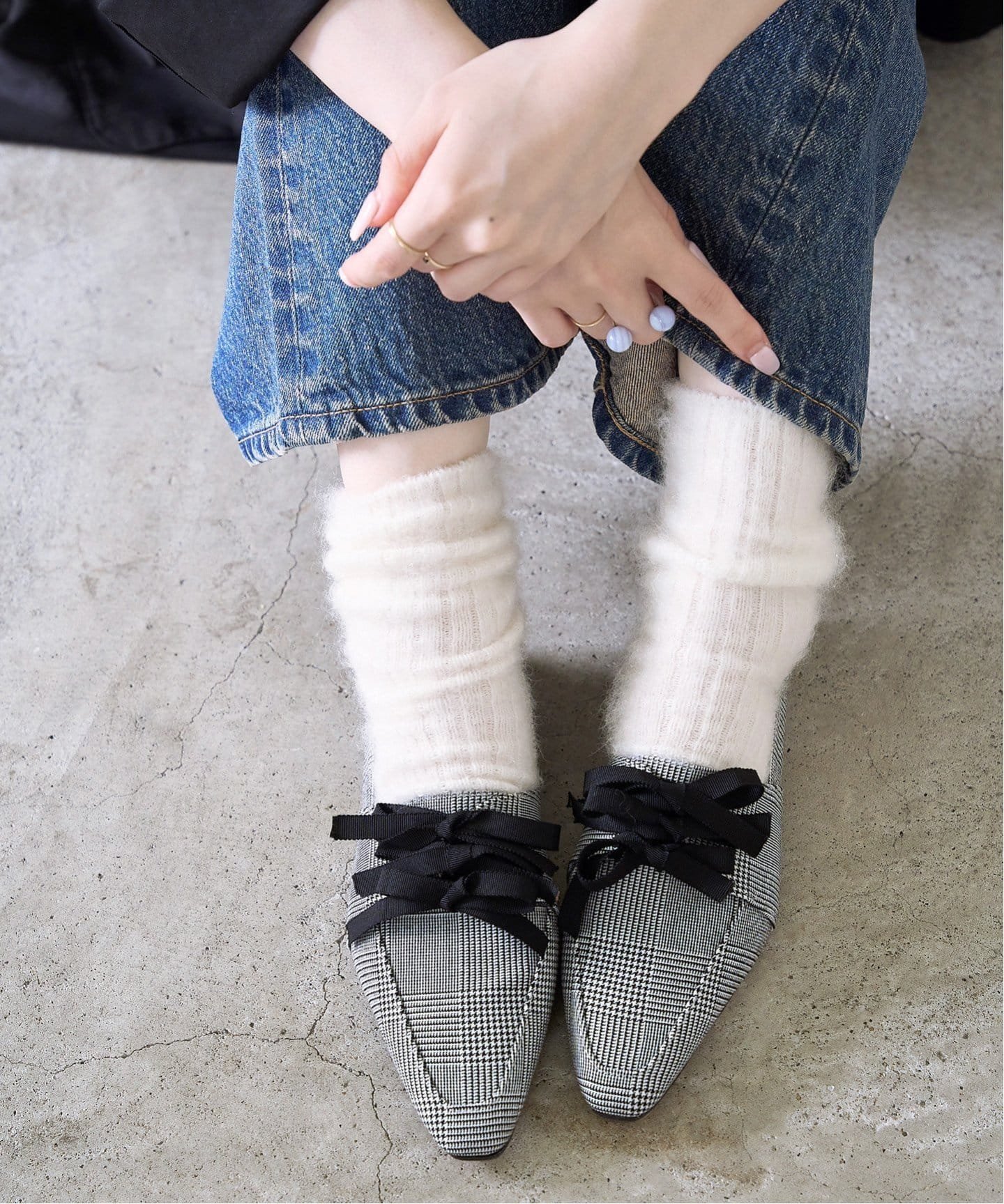 Le Talon MARCOMONDE/マルコモンド モヘヤMIXソックス ルタロン 靴下・レッグウェア 靴下 ホワイト グレー グリーン