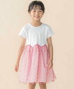 BeBe Petits Pois Vert シアーチェックチュール切り替え半袖ワンピース(95~150cm) ベベ オンライン ストア ワンピース・ドレス ワン...